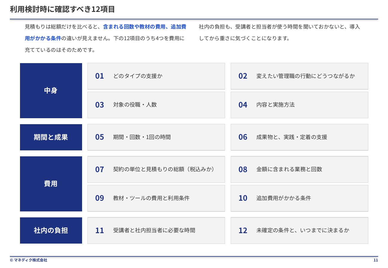 利用検討時に確認すべき12項目のページ
